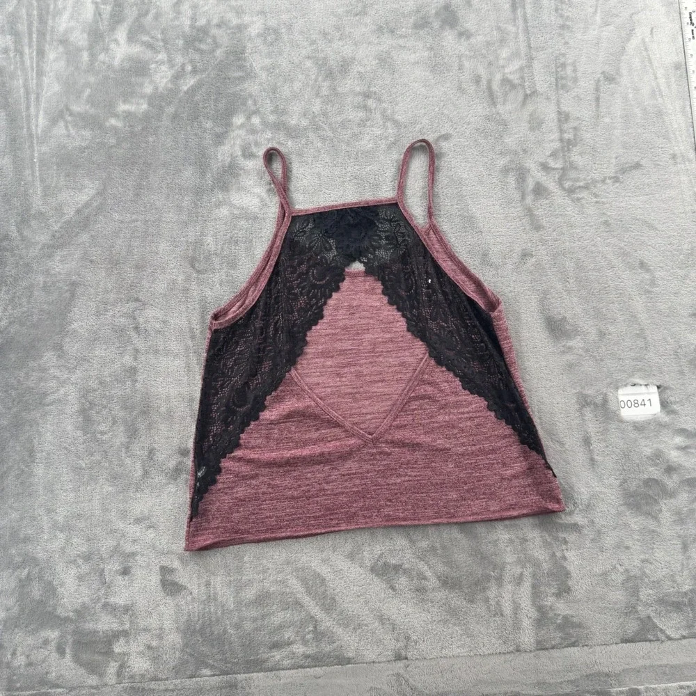 CUPSHE Pajama Set Womens Medium Burgundy Lace Back‎ Cami and Shorts 2pc Lounge